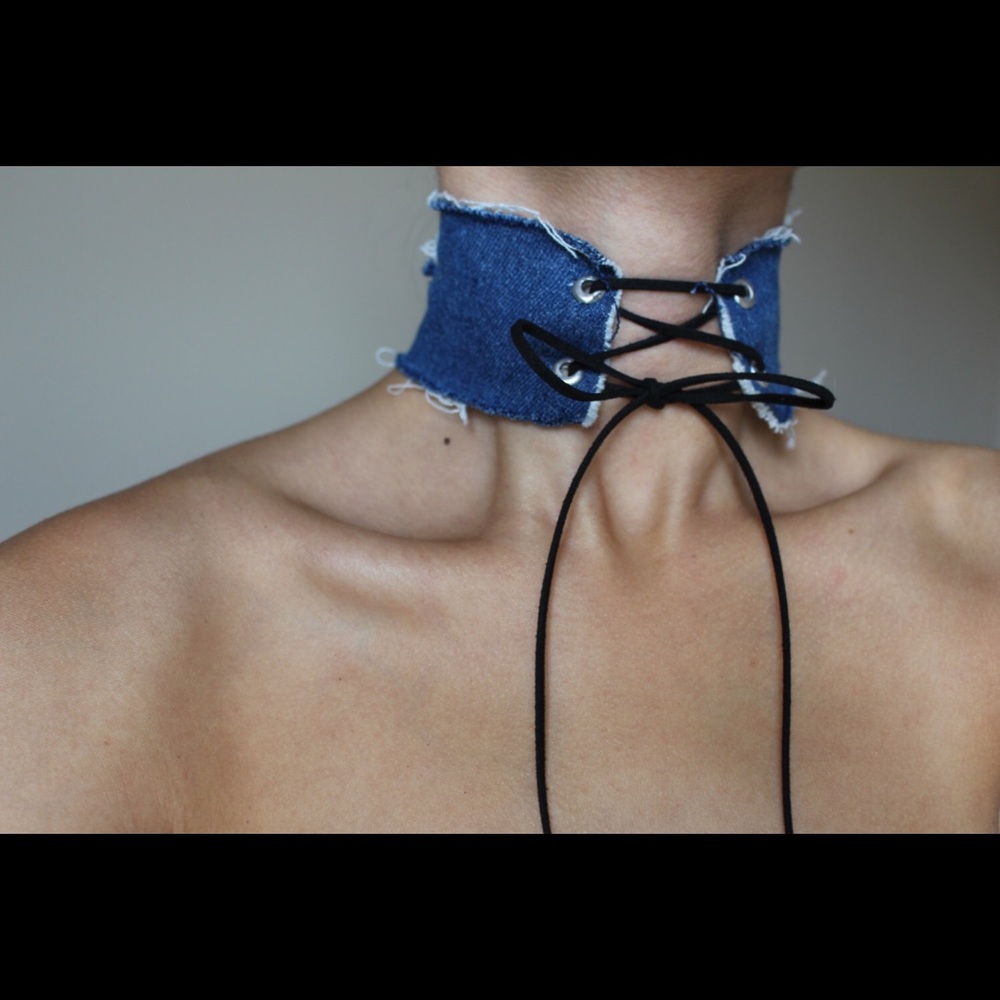 Dark Blue Denim Choker